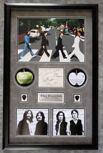 Collage Beatles con copia litrografica autografata