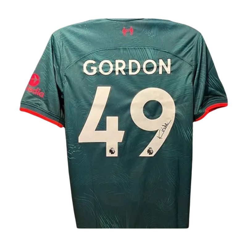 Kaide Gordon's Liverpool 2022/23 Signed and Framed Third Shirt
