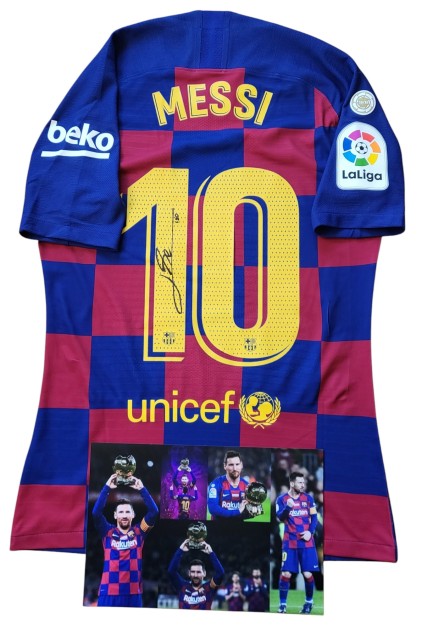 Messi's Barcelona Signed Match-Issued Special Patch Shirt, 2019/20