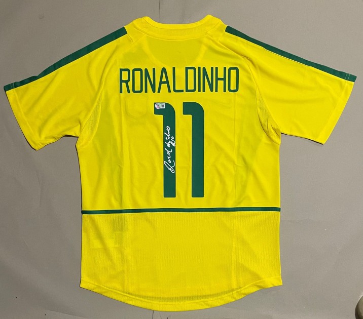 Maglia replica firmata di Ronaldinho per i Mondiali di calcio 2002