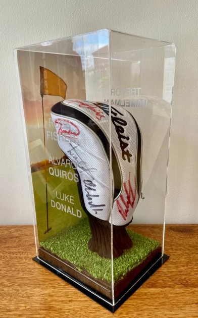 Golf Driver Head Cover Signed by Seven Golf Players in Display Case