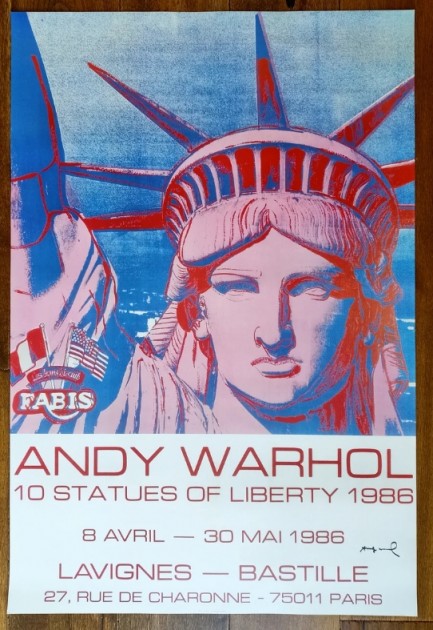 Andy Warhol "10 Statues of Liberty 1986" Stamped Poster