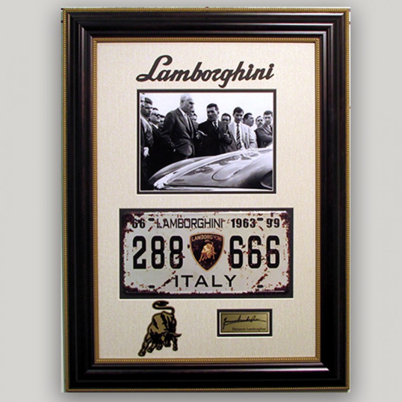 Ferruccio Lamborghini's Vintage License Plate with Photo