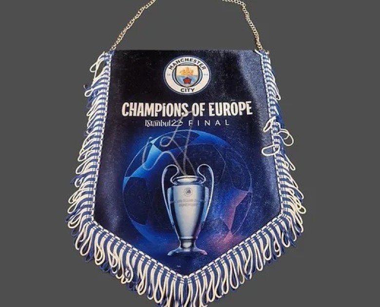 Pep Guardiola's Manchester City Signed 2023 Champions League Final Pennant