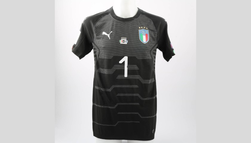 Italy No1 Buffon Black Goalkeeper Soccer Country Jersey