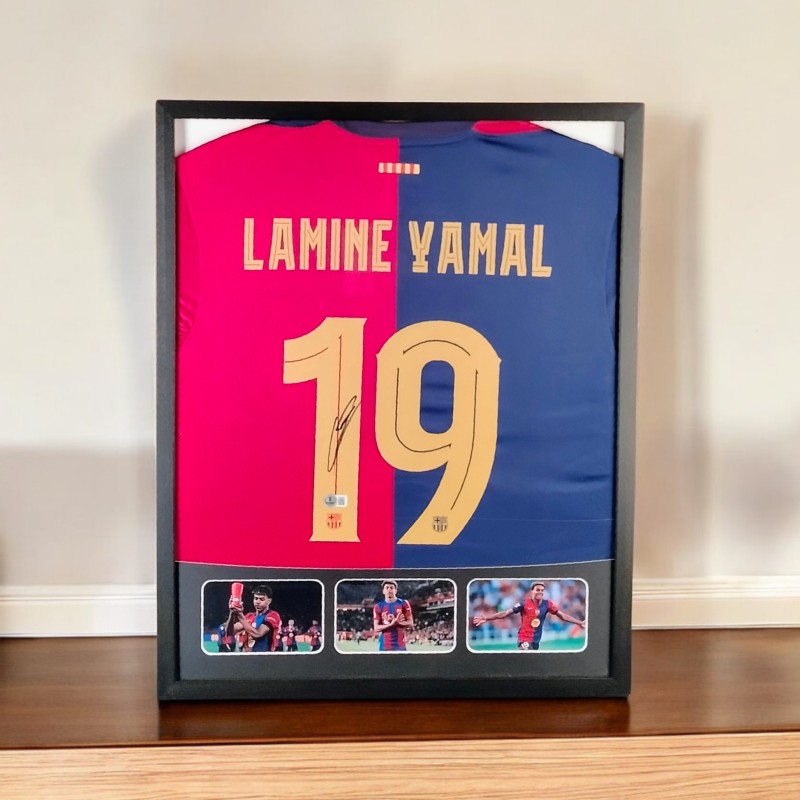 Yamal's FC Barcelona Signed and Framed Shirt