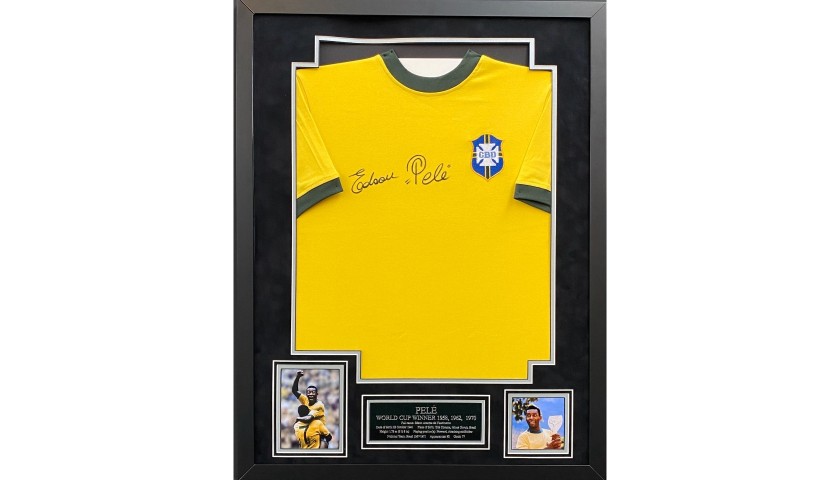 Pelé Signed and Framed Replica Shirt
