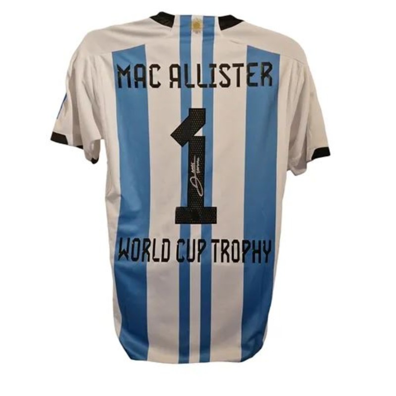 Maglia replica firmata di Alexis Mac Allister per i Mondiali di calcio Argentina 2022
