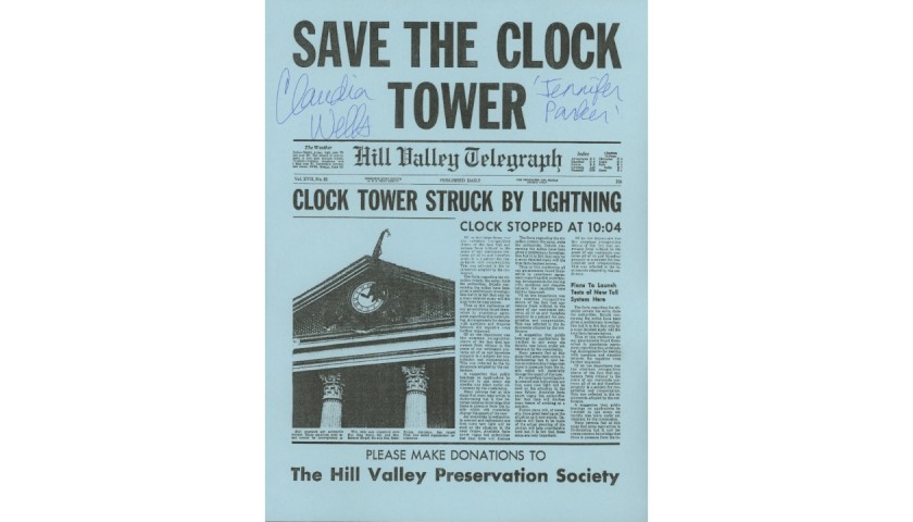 Claudia Wells Signed “Back To The Future” “Save The Clocktower” Flyer