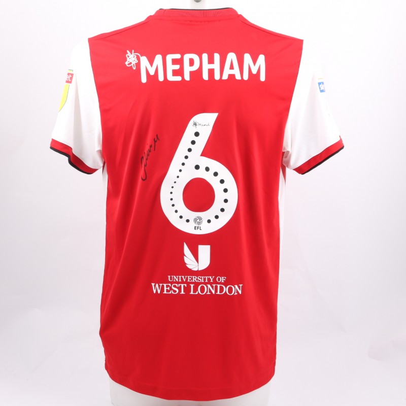 Mepham's Brentford Worn and Signed Poppy Shirt