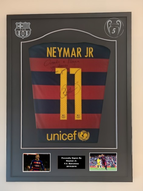 Neymar's FC Barcelona Signed And Framed Shirt