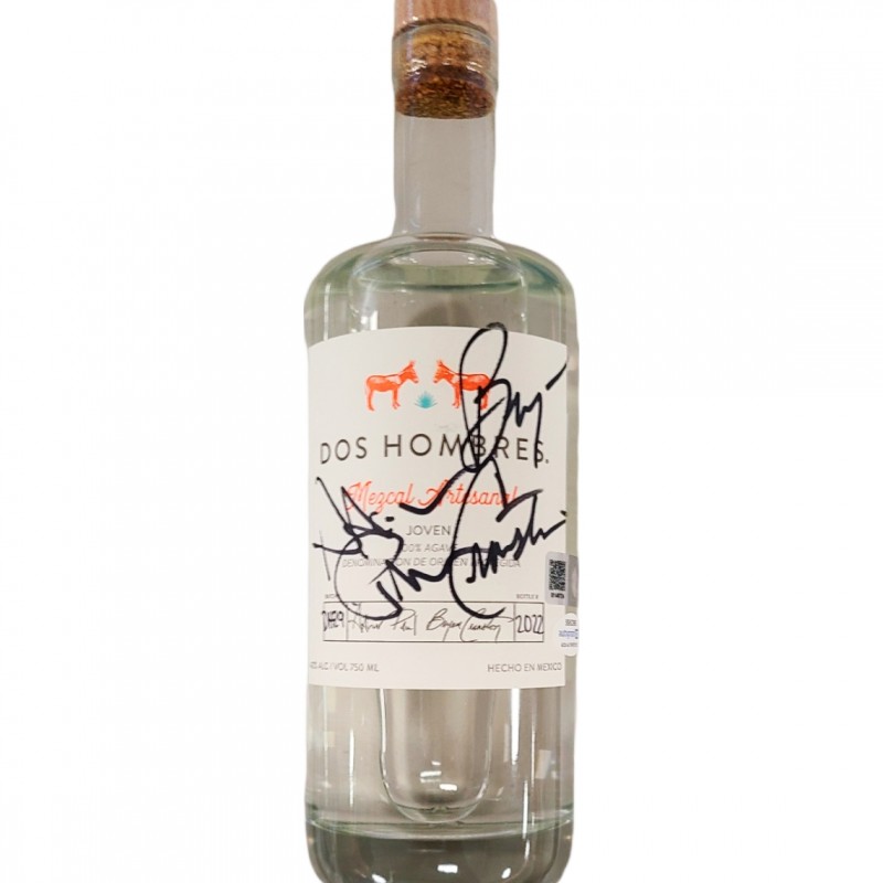 Aaron Paul and Bryan Cranston Signed Dos Hombres Tequila Bottle