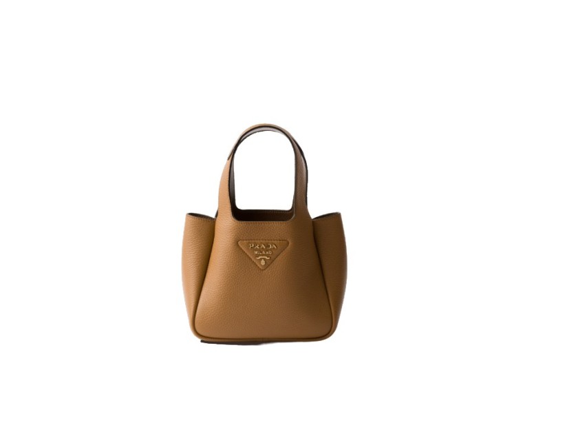 PRADA Borsa a mano in pelle color caramel
