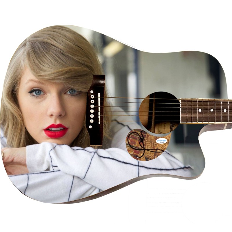 Taylor Swift Signed Custom Acoustic Graphics Guitar