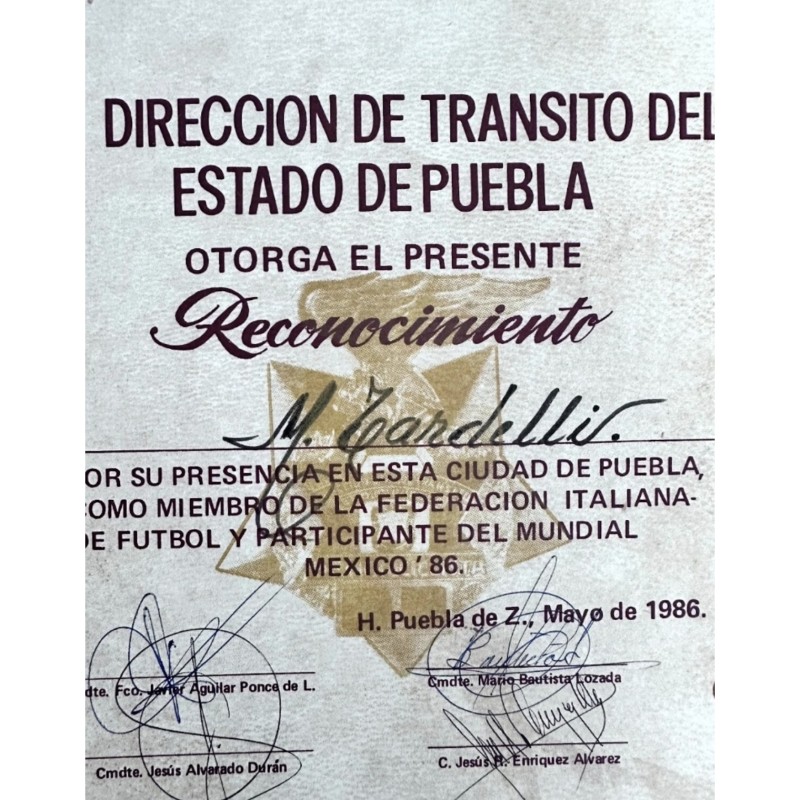 Official Visa, FIFA World Cup 1986 - Issued to Marco Tardelli