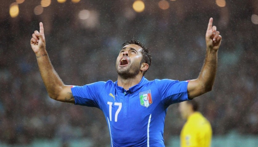Eder's Italy Worn Shirt, Euro 2016 Qualifiers