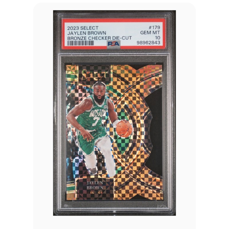 Carta collezionabile Boston Celtics Jaylen Brown Bronze Checker Die-Cut