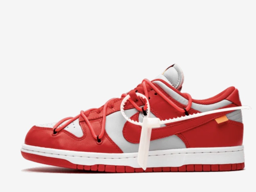 Nike Dunk Low Off White University Red TG. 8 US C O Off White CharityStars