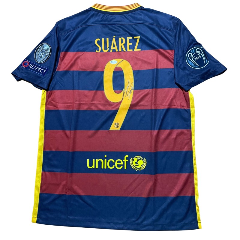 Maglia replica firmata di Luis Suarez per il Barcellona 2015/16