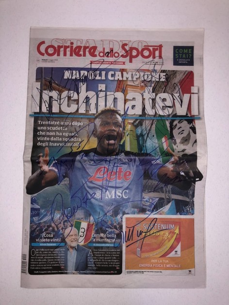 Corriere dello Sport Scudetto Napoli Front Page - Signed by the Squad