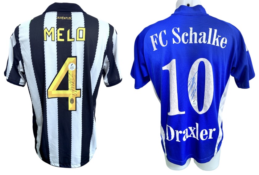 Collection of Two Juventus and Shalke Replica and Official Shirts - Signed by Felipe Melo and Dominick Drexler