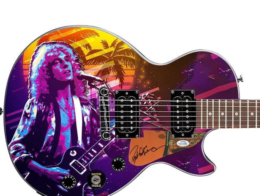 Peter Frampton Signed Pickguard on a Custom Epiphone Les Paul Guitar