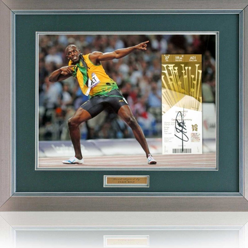 Usain Bolt Signed and Framed London 2012 Olympics Ticket
