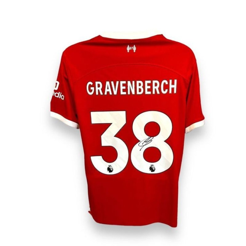 Maglia firmata e incorniciata di Ryan Gravenberch del Liverpool 2023/24