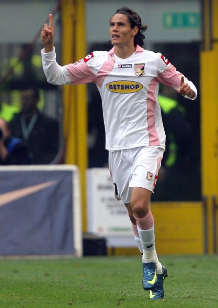 Edinson Cavani Worn Shirt, Palermo vs AC Milan 2009