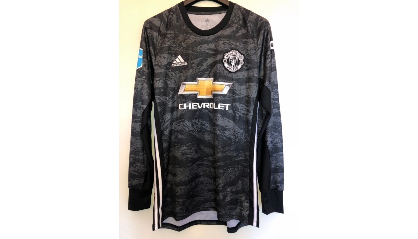 Men's 1 David de Gea Manchester United FC Jersey - 15/16 England Football  Club Adidas Authentic Black Third Soccer Long Sleeve Shirt