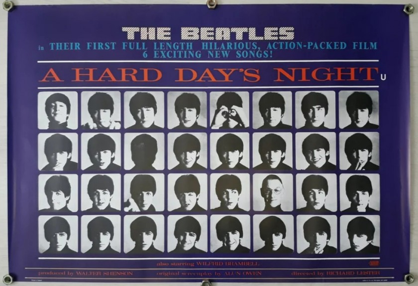 The Beatles "A Hard Day's Night" Horizontal Poster by United Artists - 1964