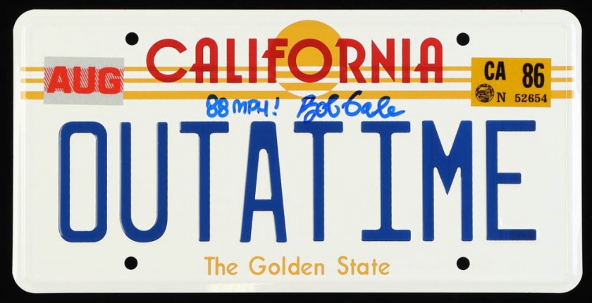 Bob Gale Signed Back to The Future License Plate