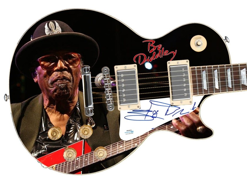 Bo Diddley Signed Custom Graphics Guitar