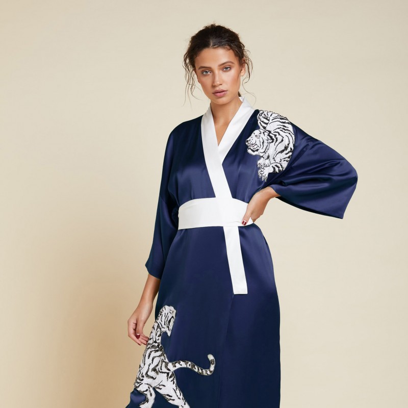 Silk Kimono Robe from Olivia Von Halle