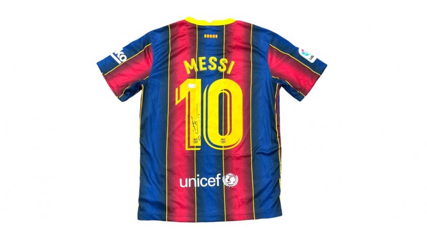 Lionel Messi Signed and Personally Dedicated FC Barcelona Shirt -  CharityStars