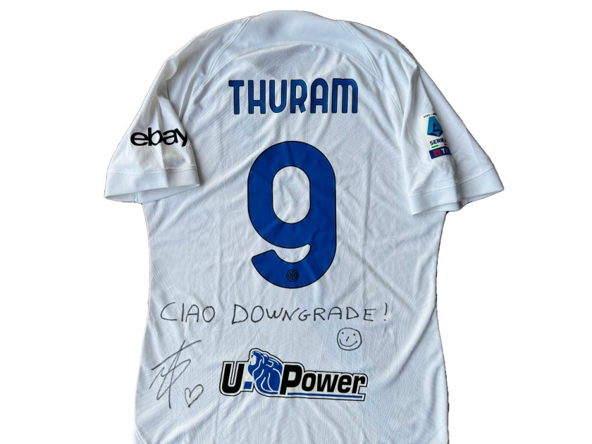 Maglia ufficiale Thuram Inter, 2023/24 - Autografata "Ciao Downgrade"