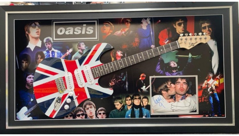 Oasis Signed, Framed and LED Lit Photo and Guitar Display