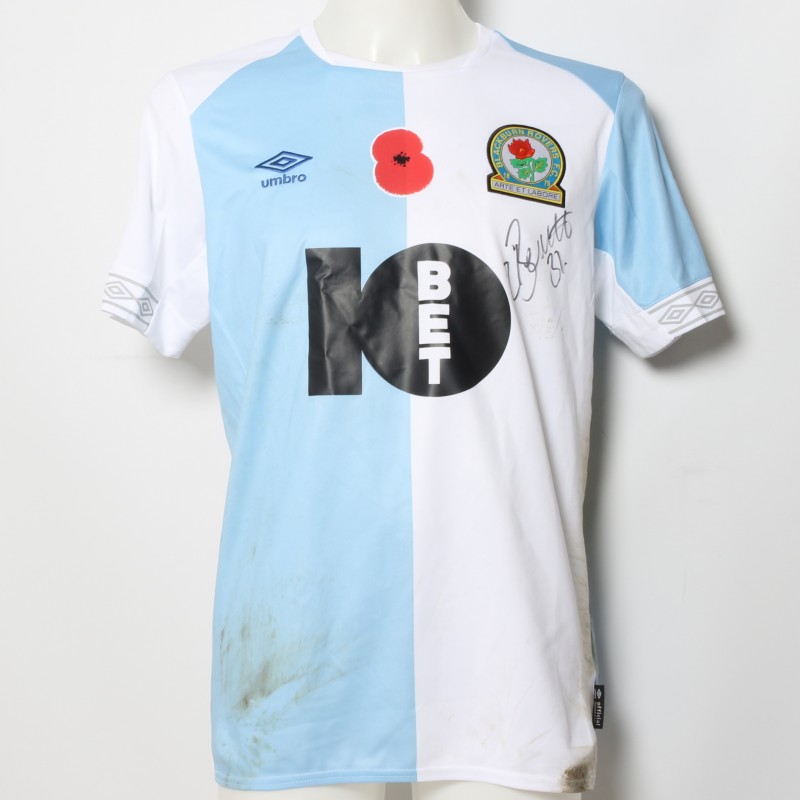 Elliott Bennett's Match-Worn Blackburn Rovers Signed Poppy Home Shirt 