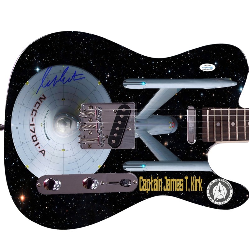 William Shatner Signed Star Trek Custom Graphics Guitar 