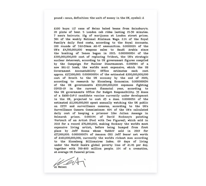 "£ (Timed Edition)" di Ai Weiwei