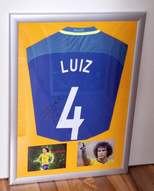 David Luiz's Brazil Signed And Framed Away Shirt