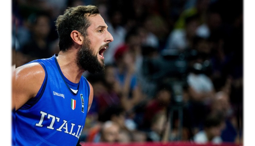 Belinelli's Official Italy Jersey, 2019 + Signed Photograph