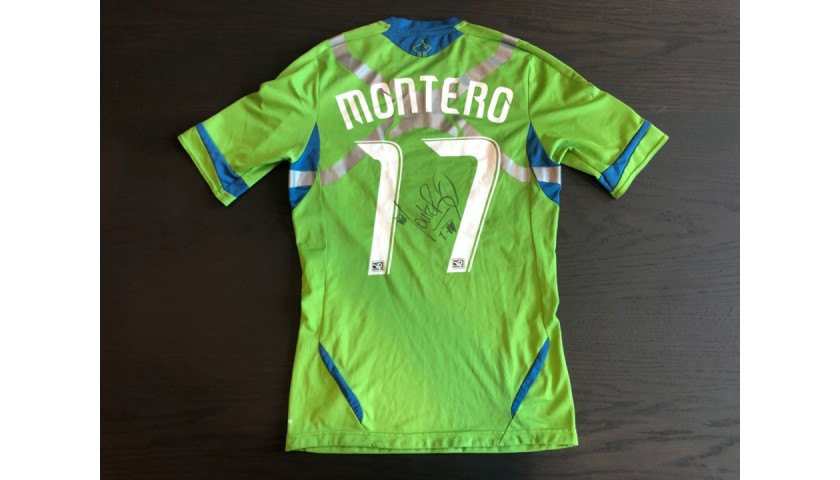 Montero Worn and Signed Seattle Sounders Shirt, 2012