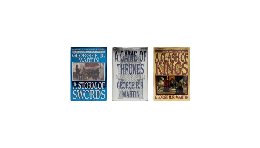 Game of Thrones: 1st Edition 1st Print Book Set Signed and Remarked by G.R.R. Martin