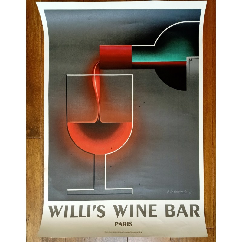 AM Cassandre Willi's Wine Bar Paris 1984 Poster 