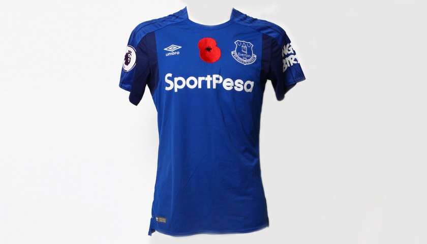 Issued Poppy Home Game Shirt Signed by Everton FC's Idrissa Gana Gueye