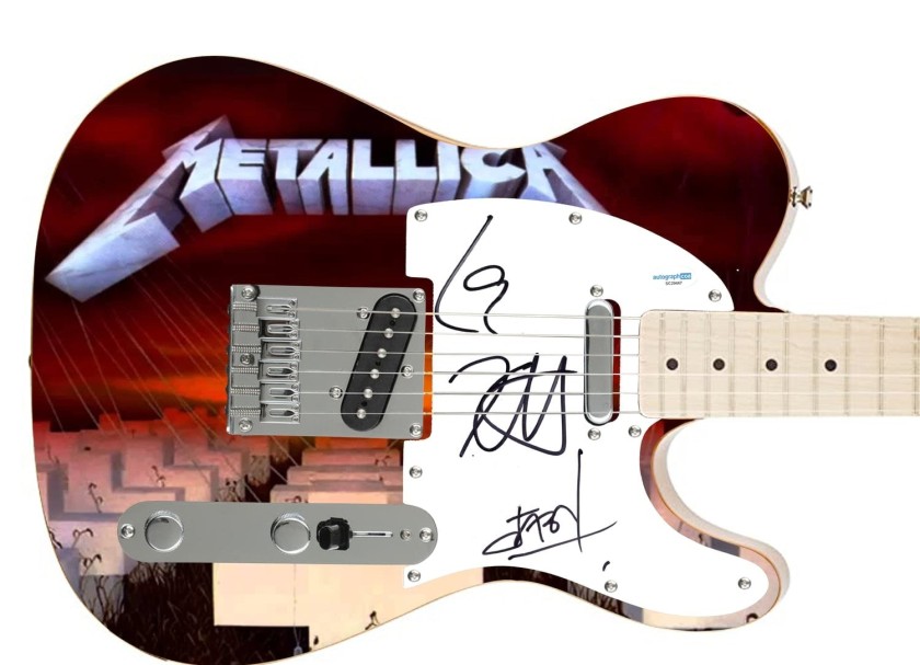 Metallica Signed Custom Graphics Fender Guitar 