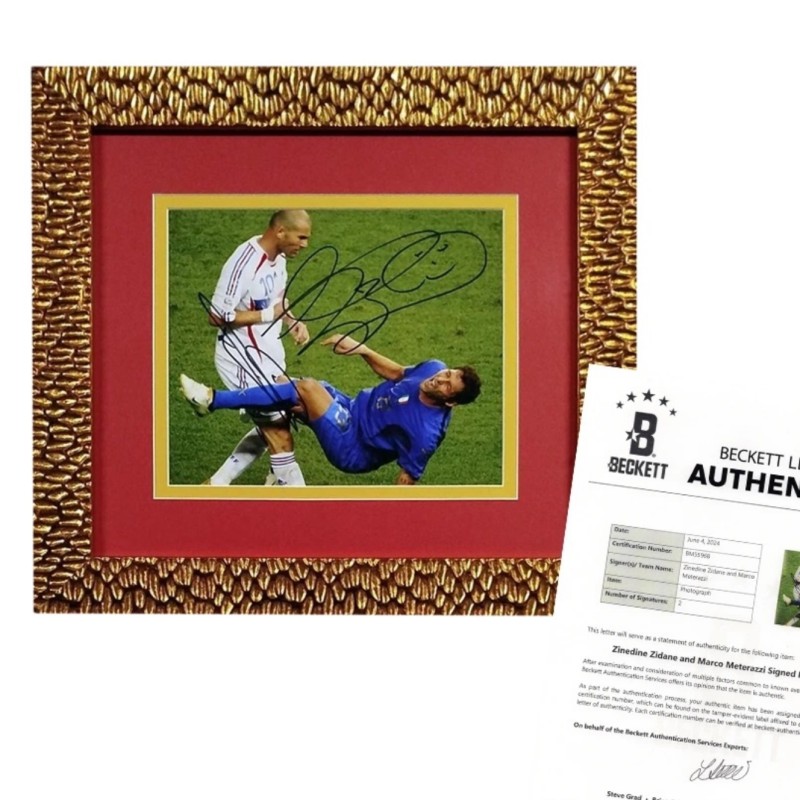Picture with photograph Header Materazzi Zidane, WC 2006 - Signed by both + COA