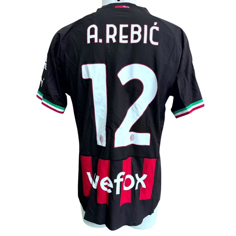 Rebic's Match-Issued Shirt Milan vs Inter Italian Supercup 2023