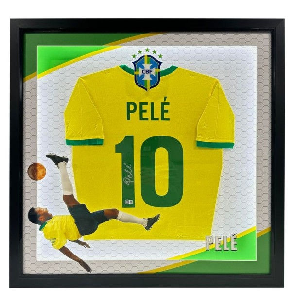 Pelé Brazil Signed and Framed Shirt with LED Lighting